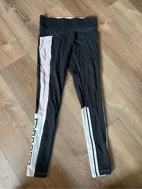 PINK Victoria's Secret Black Leggings with White Side Panels